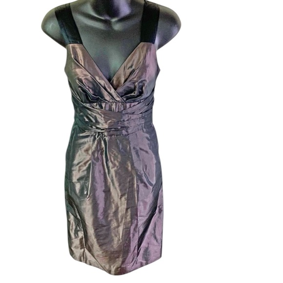 Banana Republic Size 12 Iridescent Eggplant Taffeta Cocktail Dress - Picture 2 of 12